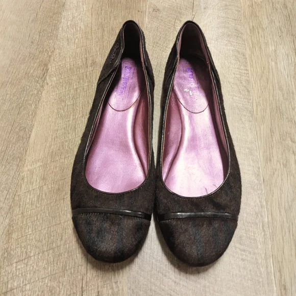 Coach Shoes Coach Poppy Calf Fur Ballet Flats Brown And Black